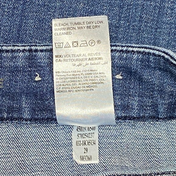 Chico’s So Slimming Girlfriend Ankle Jeans 6 Medium Wash Denim Slim Leg Hi Rise - Picture 14 of 14